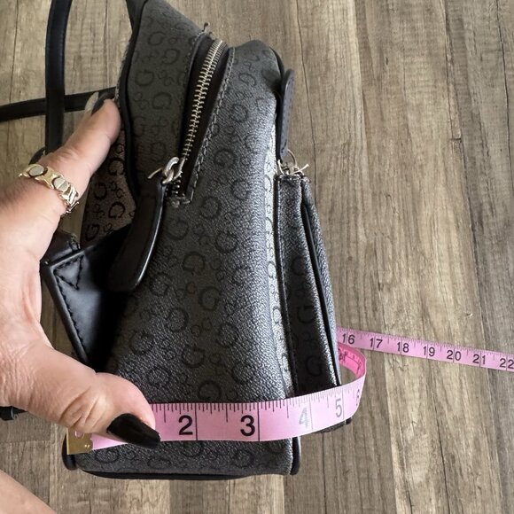 Guess Black Grey Signature Two-Tone Color Mini Backpack Purse front Pocket - Picture 5 of 8